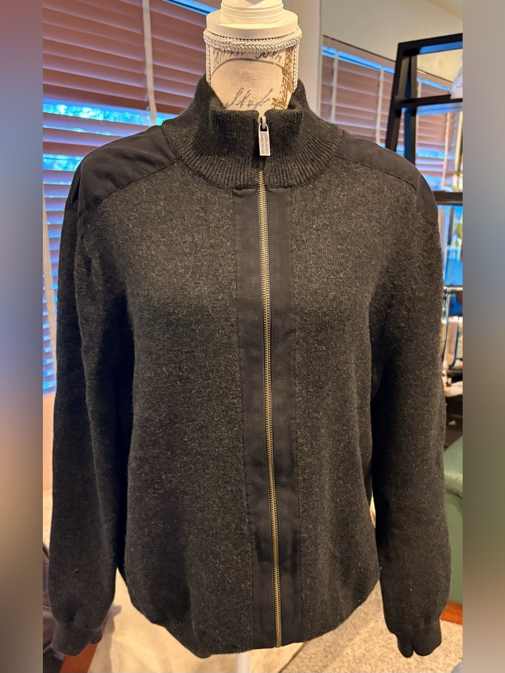 Michael Kors Black Full-Zip Bomber Jacket